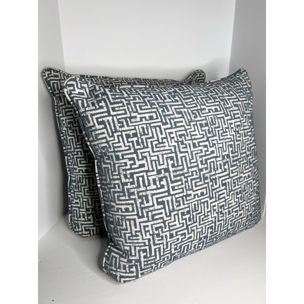 Pair of The Pillow Collection Cover + Down Insert Zeref Geometric Blue White 20"